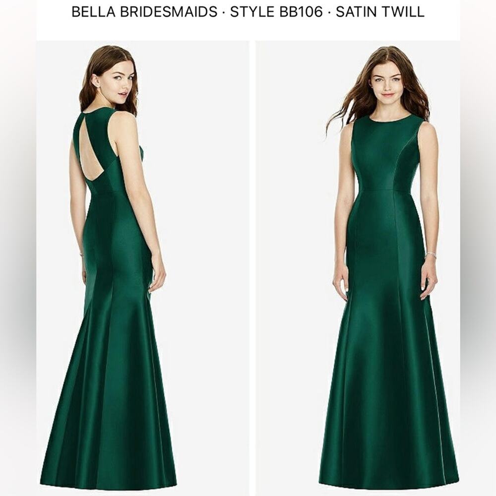 NWT Bella bridal sateen twill Hunter green gown size 6R